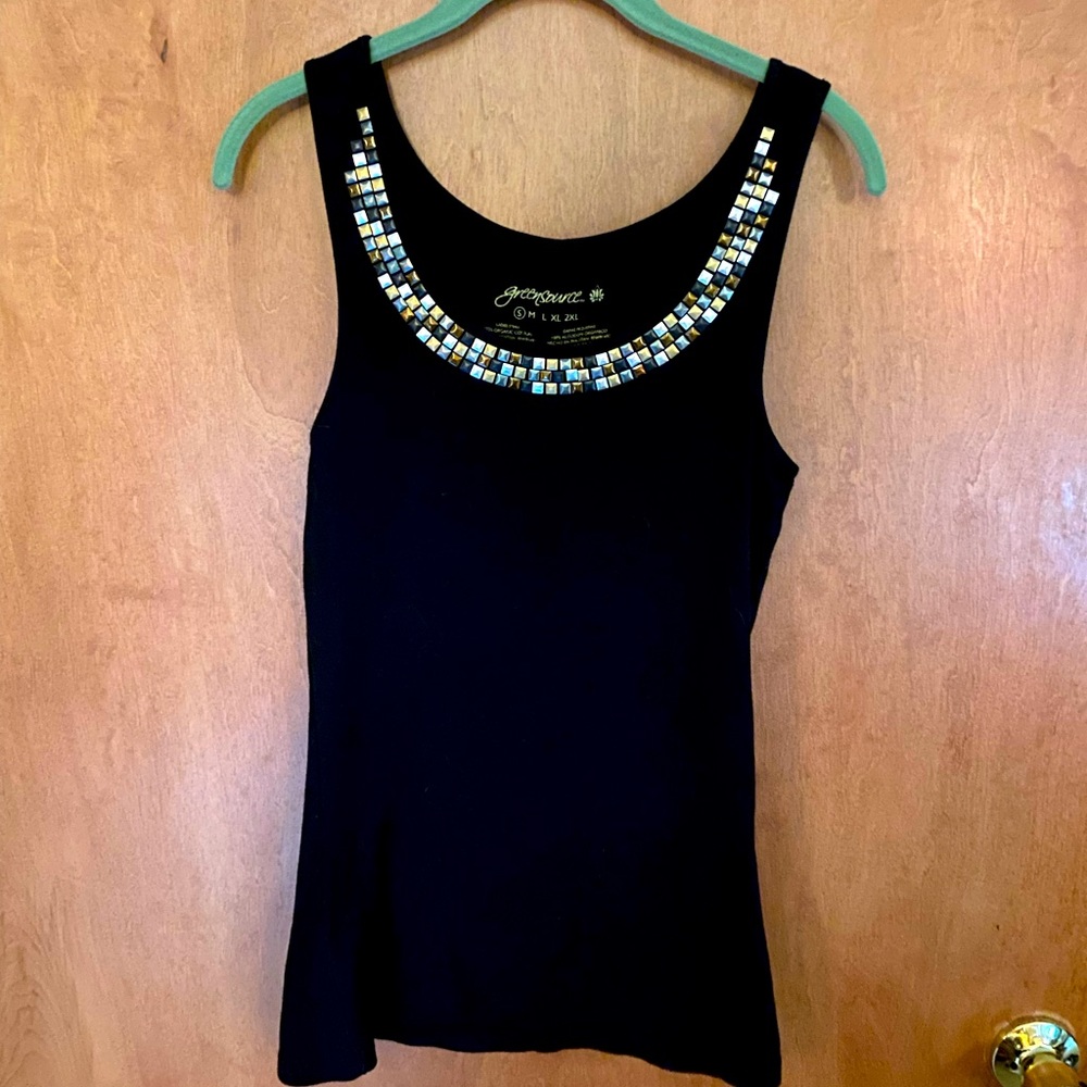 Black tank with embellished neckline size S